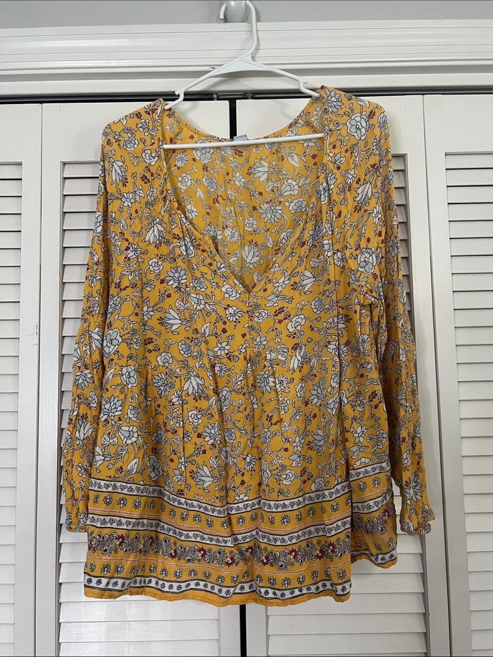 Old Navy Yellow Floral V-Neck Tunic
